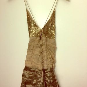 Nicole Miller sexy gold & platinum sequined dress